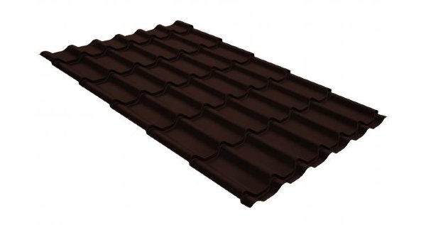 Металлочерепица классик GL 0,5 GreenCoat Pural Matt RR 887 шоколадно-коричневый (RAL 8017 шоколад) купить в Кирове