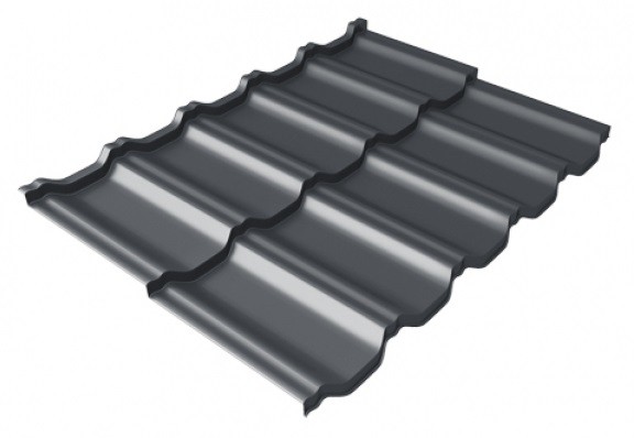 Металлочерепица модульная Квинта Uno Grand Line c 3D резом 0,5 Satin Мatt RAL 7024 мокрый асфальт купить в Кирове
