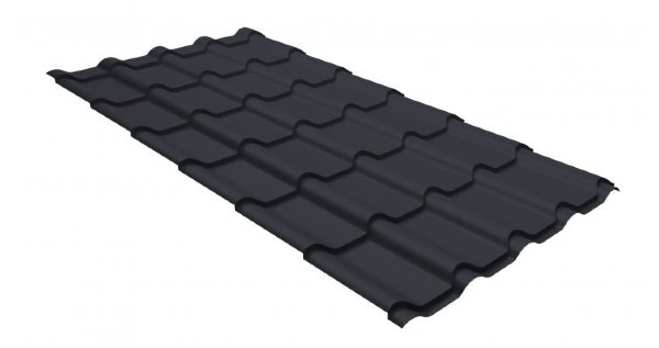 Металлочерепица камея GL 0,5 GreenCoat Pural RR 23 темно-серый (RAL 7024 мокрый асфальт) купить в Кирове