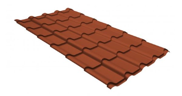 Металлочерепица камея GL 0,5 GreenCoat Pural RR 750 кирпично-красный (RAL 8004 терракота) купить в Кирове