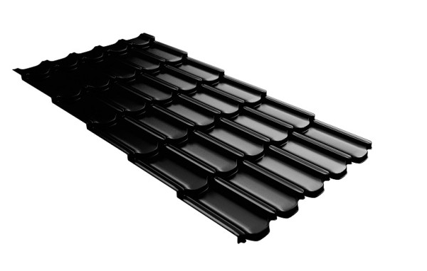 Металлочерепица квинта плюс с 3D резом 0,5 GreenСoat Pural Matt RR 33 черный (RAL 9005 черный) купить в Кирове