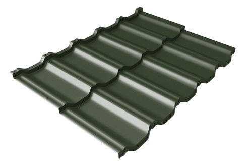 Металлочерепица модульная Квинта Uno Grand Line c 3D резом 0,5 GreenСoat Pural Matt RR 11 темно-зеленый (RAL 6020 хромовая зелень) купить в Кирове