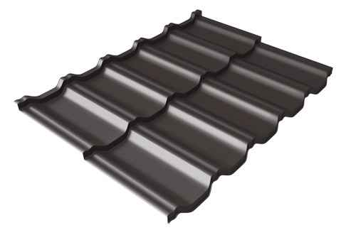 Металлочерепица модульная Квинта Uno Grand Line c 3D резом 0,5 GreenСoat Pural Matt RR 32 темно-коричневый (RAL 8019 серо-коричневый) купить в Кирове