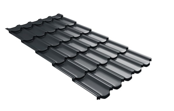 Металлочерепица квинта плюс с 3D резом 0,5 Satin RAL 7016 антрацитово-серый купить в Кирове