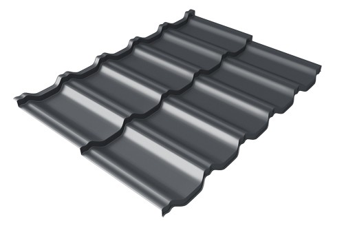 Металлочерепица модульная Квинта Uno Grand Line c 3D резом 0,45 Drap RAL 7024 мокрый асфальт купить в Кирове