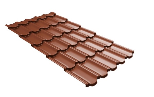 Металлочерепица квинта плюс с 3D резом 0,5 Satin Мatt RAL 8004 терракота купить в Кирове