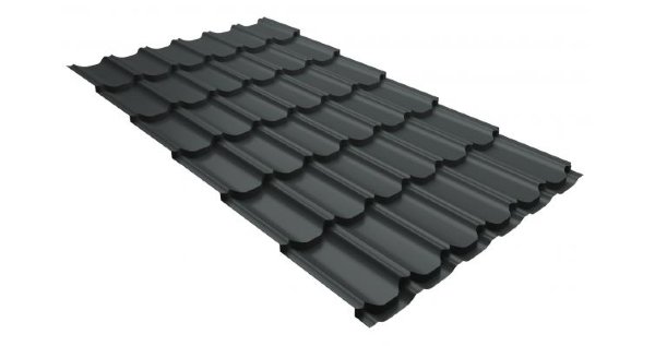 Металлочерепица квинта плюс 0,5 GreenCoat Pural RR 23 темно-серый (RAL 7024 мокрый асфальт) купить в Кирове